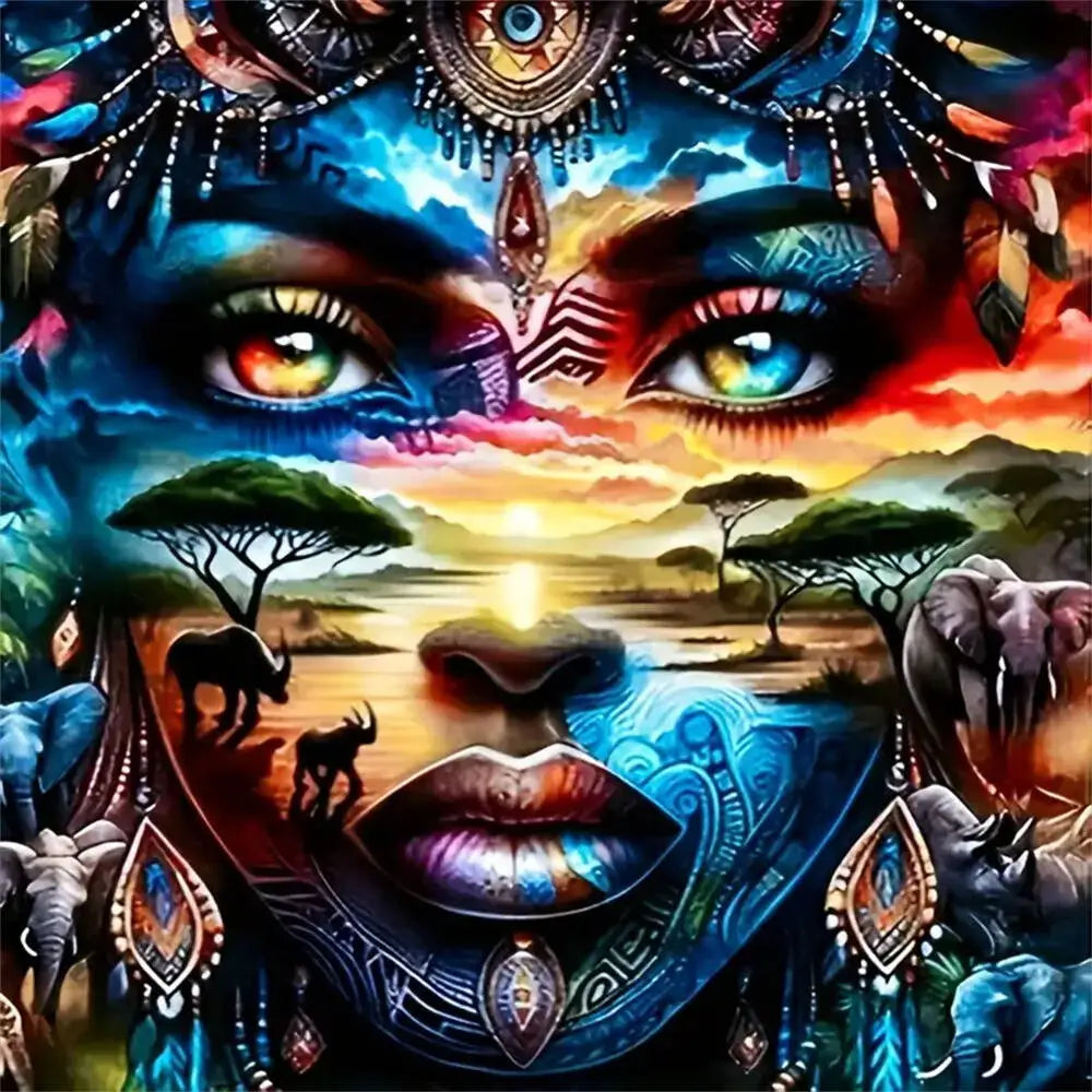 Diamond Painting Femme et Éléphant