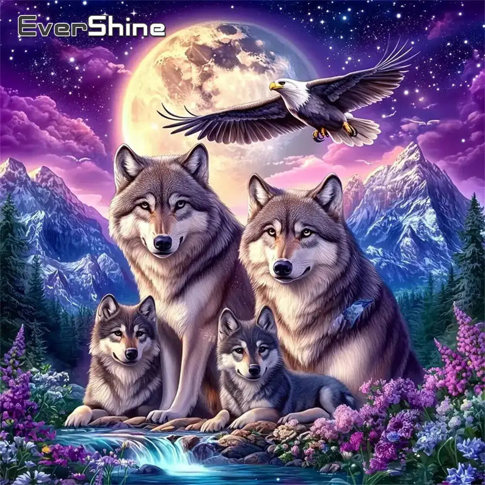 Diamond Painting Loup sous la Lune