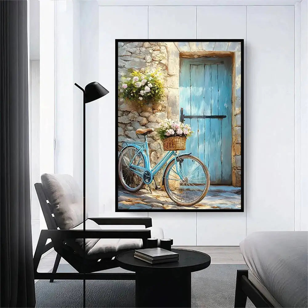 Diamond Painting Porte Fleurie et Bicyclette