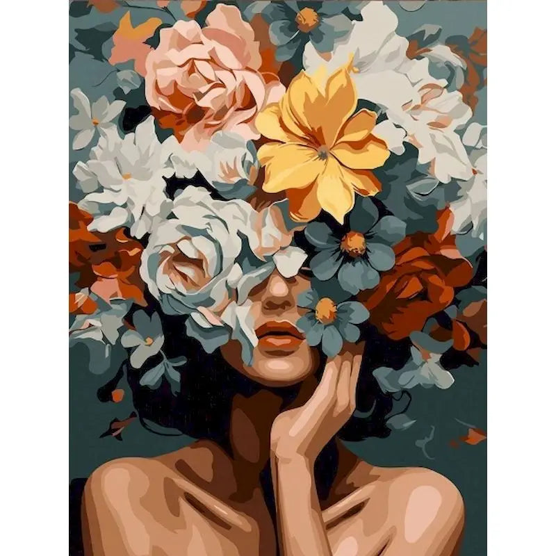 Peinture par Numéros Coiffe de Fleurs