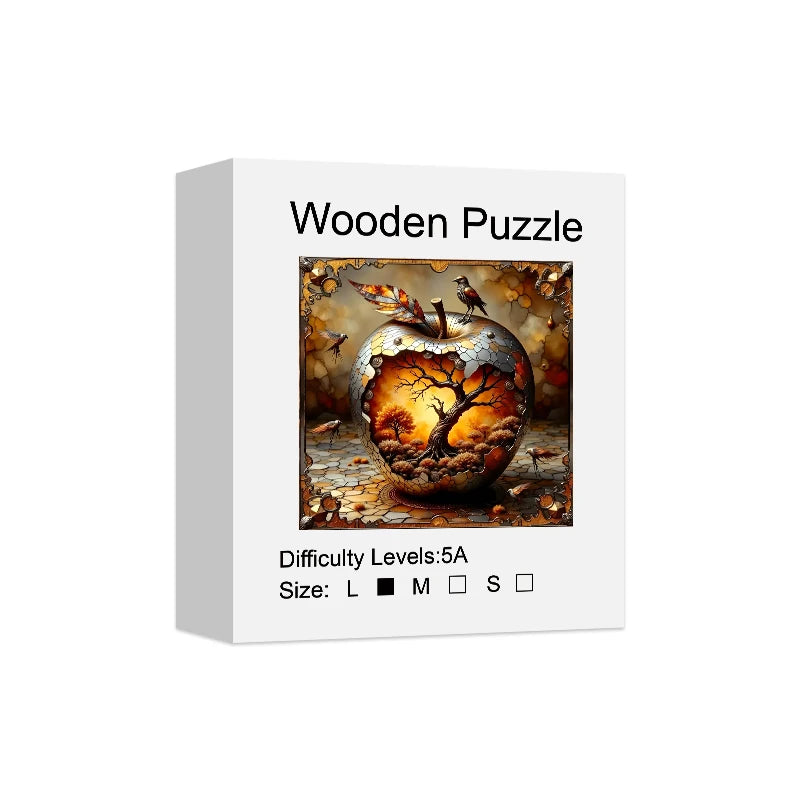 Puzzle en Bois Monde dans la Pomme