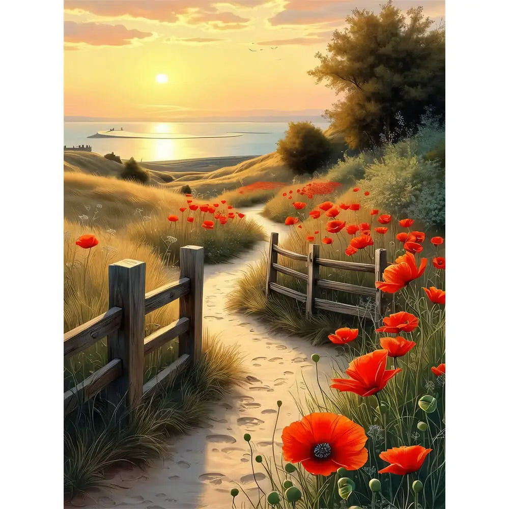Diamond Painting Chemin aux Coquelicots