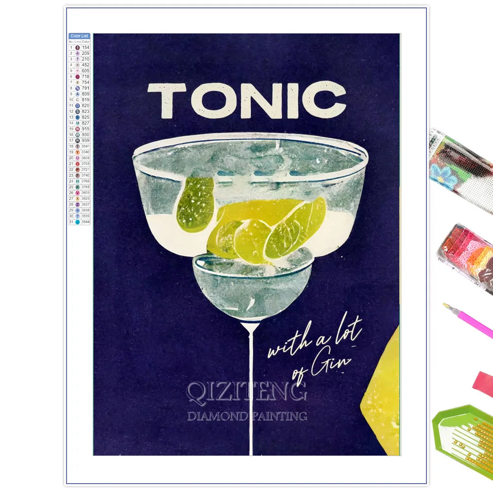 Diamond Painting Affiche Gin Tonic