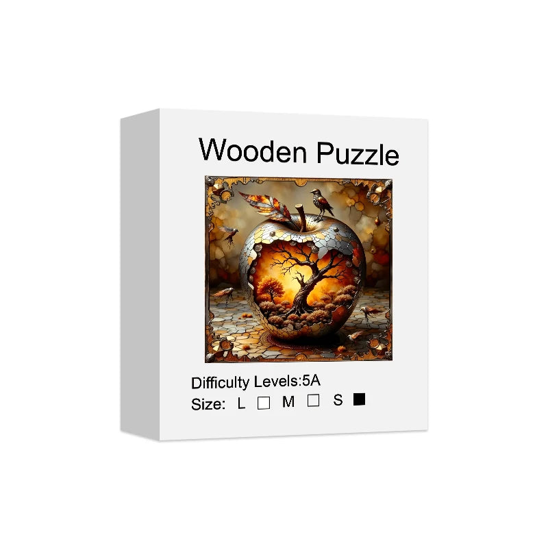 Puzzle en Bois Monde dans la Pomme