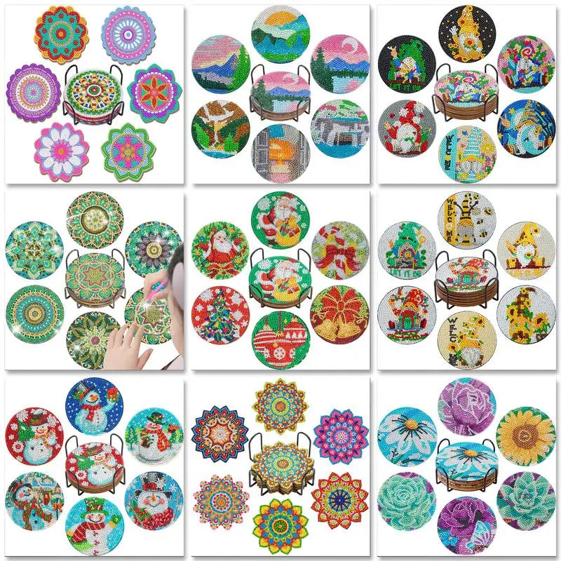 Sous-verres Diamond Painting Mandalas — Lot de 6