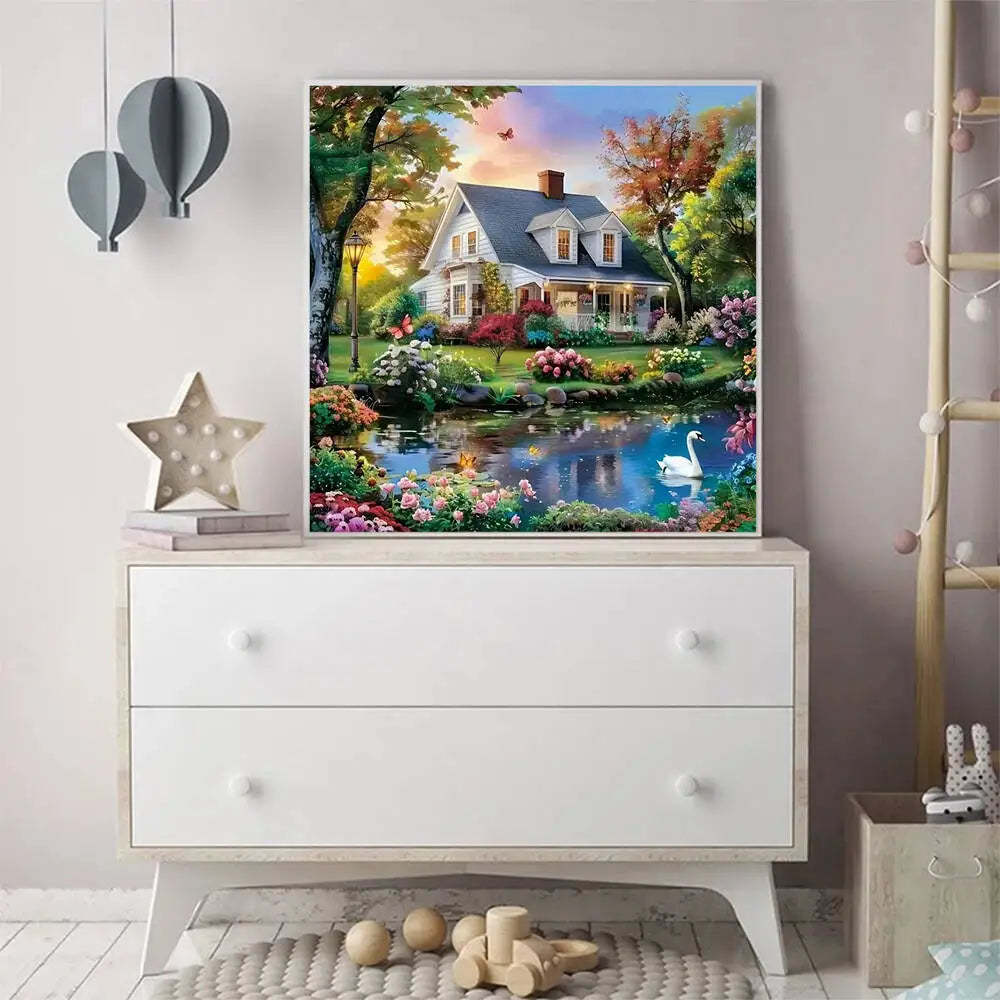 Diamond Painting Maison au Bord du Lac