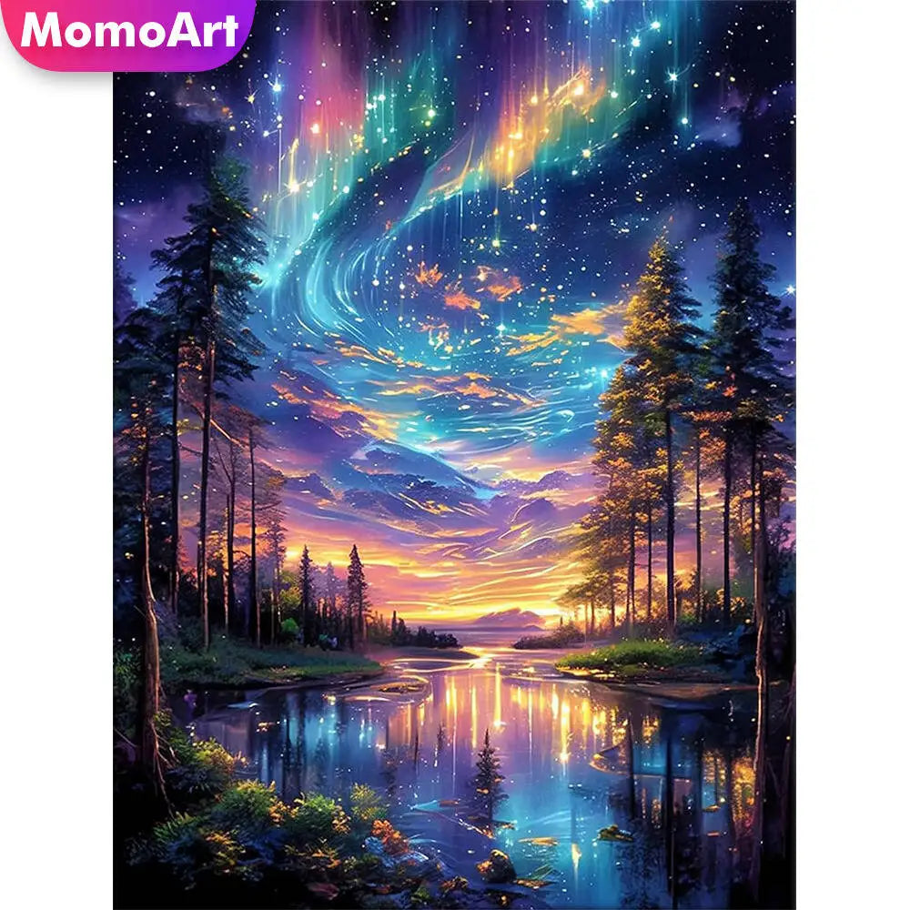 Diamond Painting Rivière et Arbres