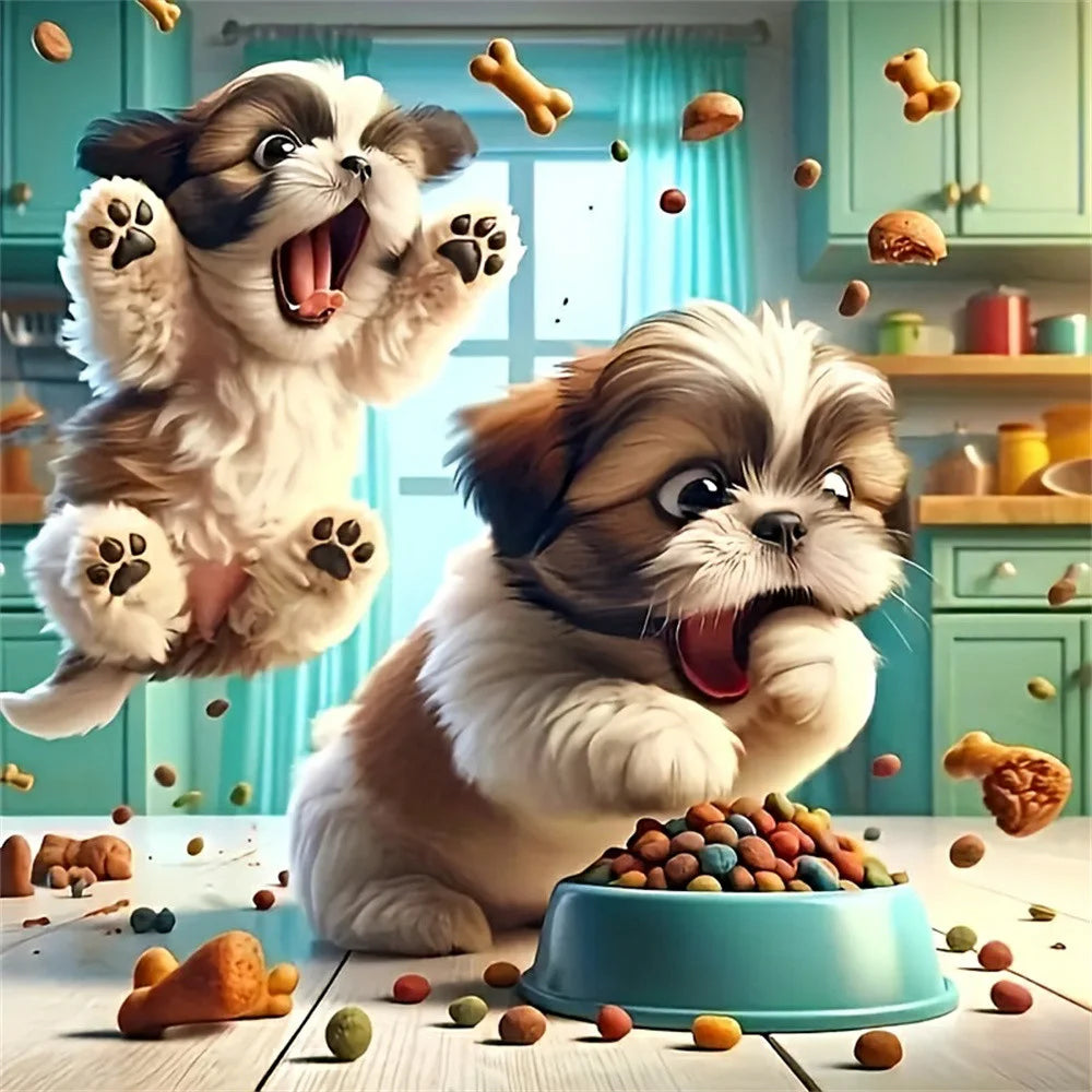 Diamond Painting Chiots Gourmands