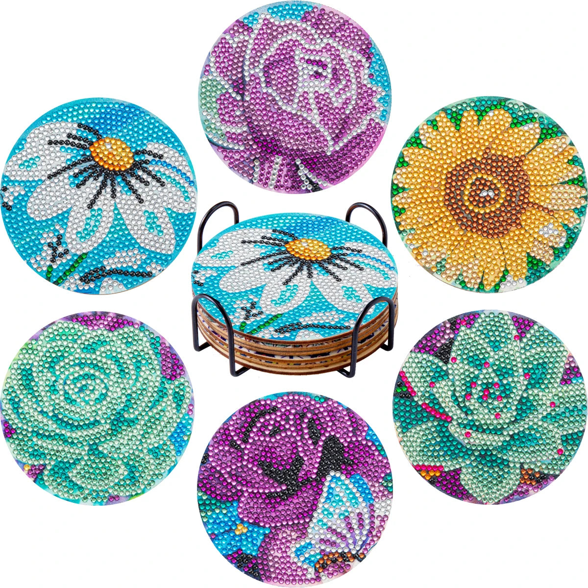 Sous-verres Diamond Painting Mandalas — Lot de 6