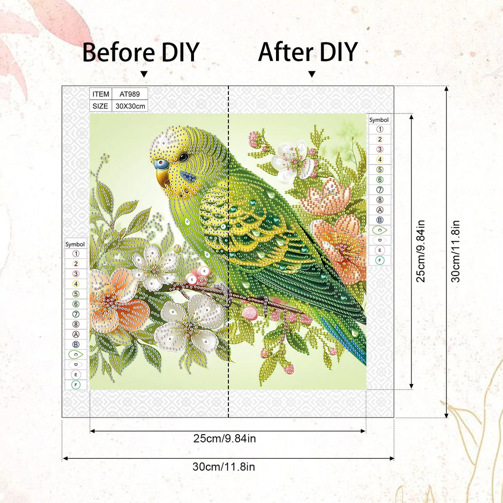 Diamond Painting Perroquet Vert — Formes Spéciales