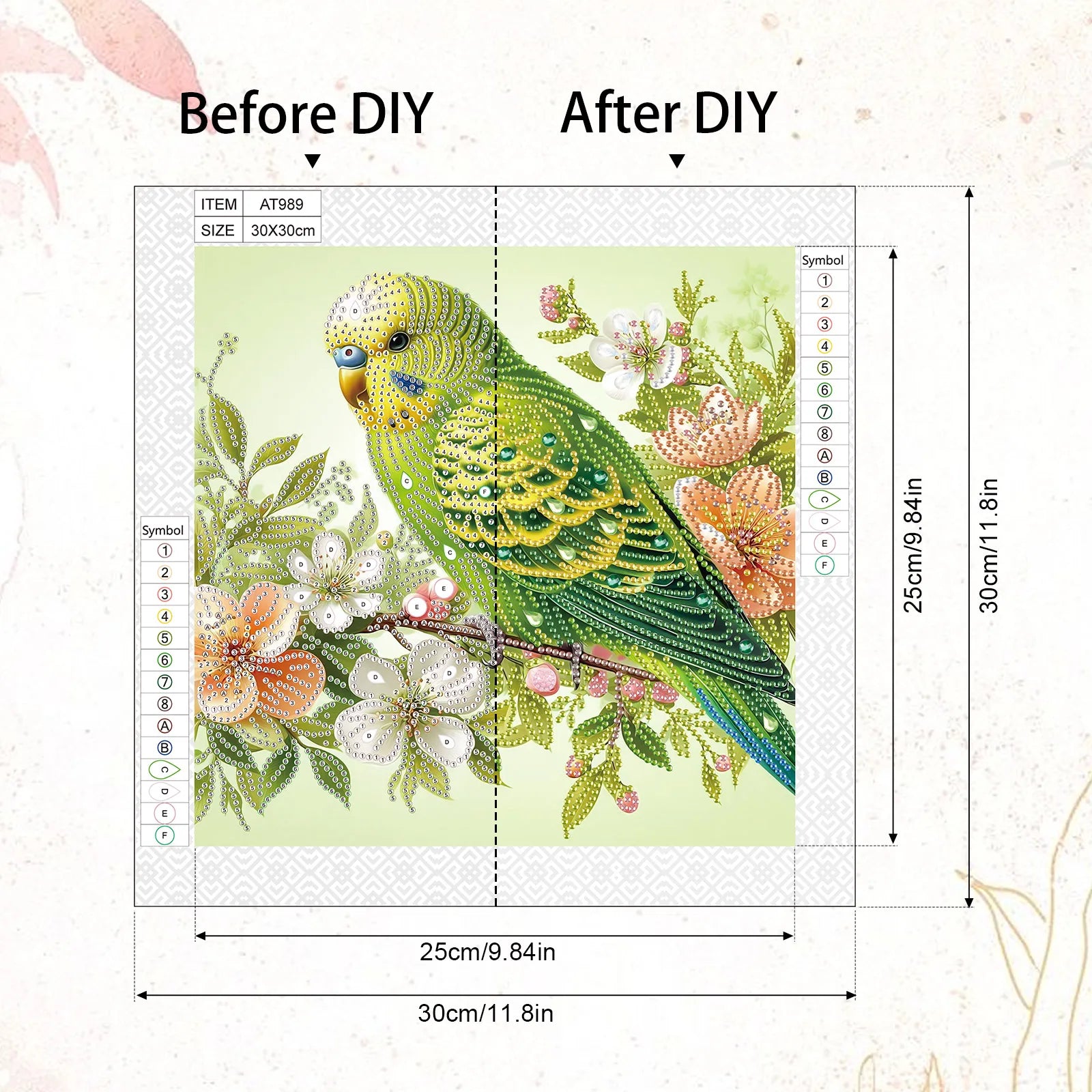 Diamond Painting Perroquet Vert — Formes Spéciales