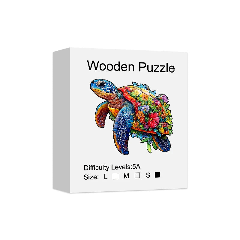 Puzzle en Bois Tortue de Mer Fleurie