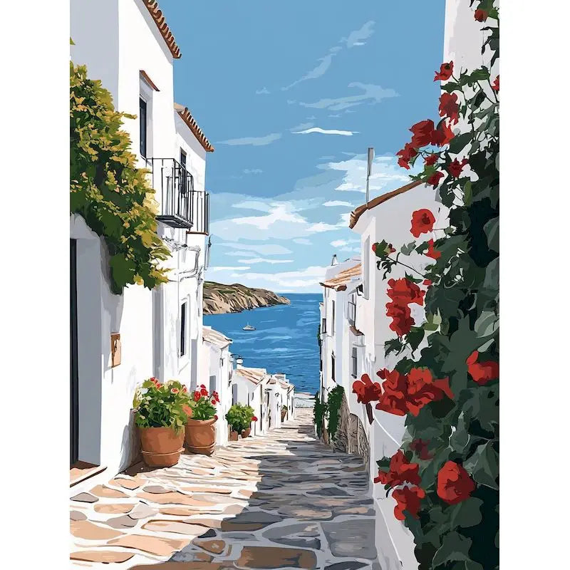 Peinture par Numéros Ruelle aux Géraniums