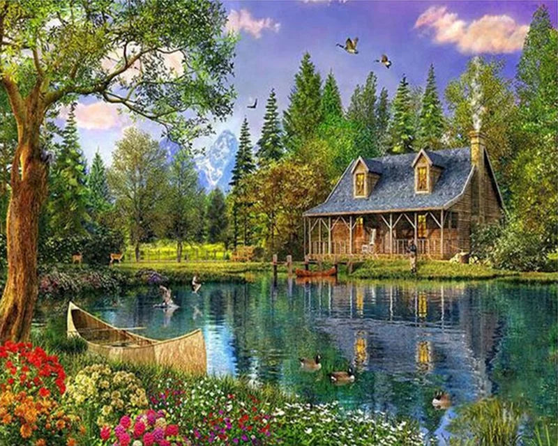Peinture par Numéros Cottage Fleuri
