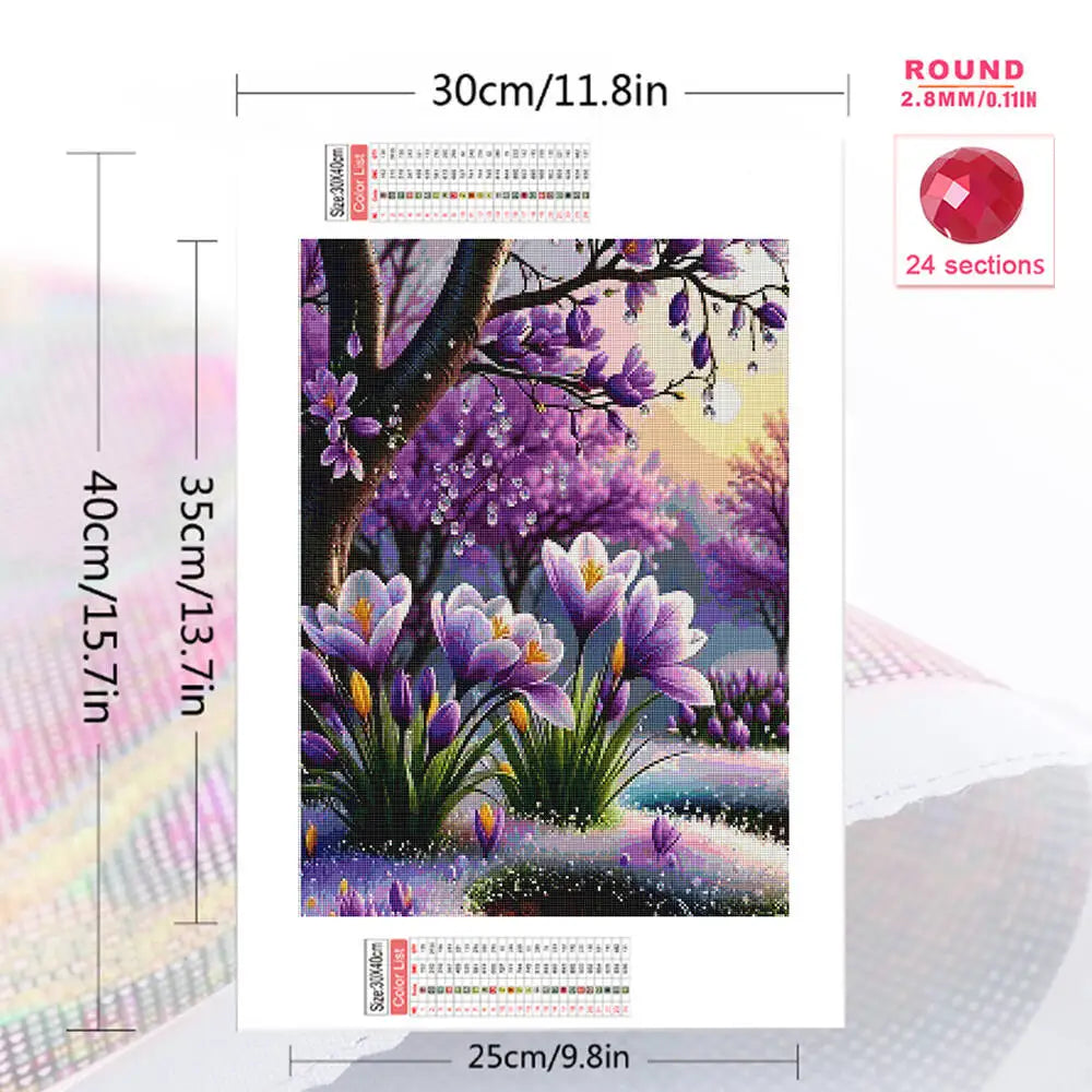 Diamond Painting Arbre Fleuri au Crépuscule