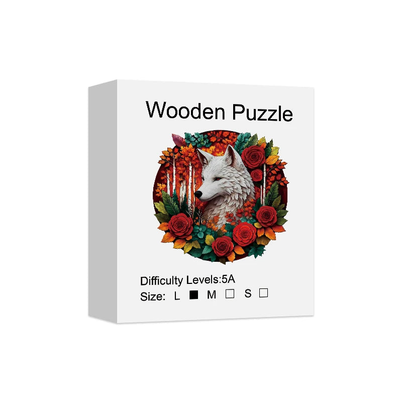 Puzzle en Bois Loup dans les Fleurs