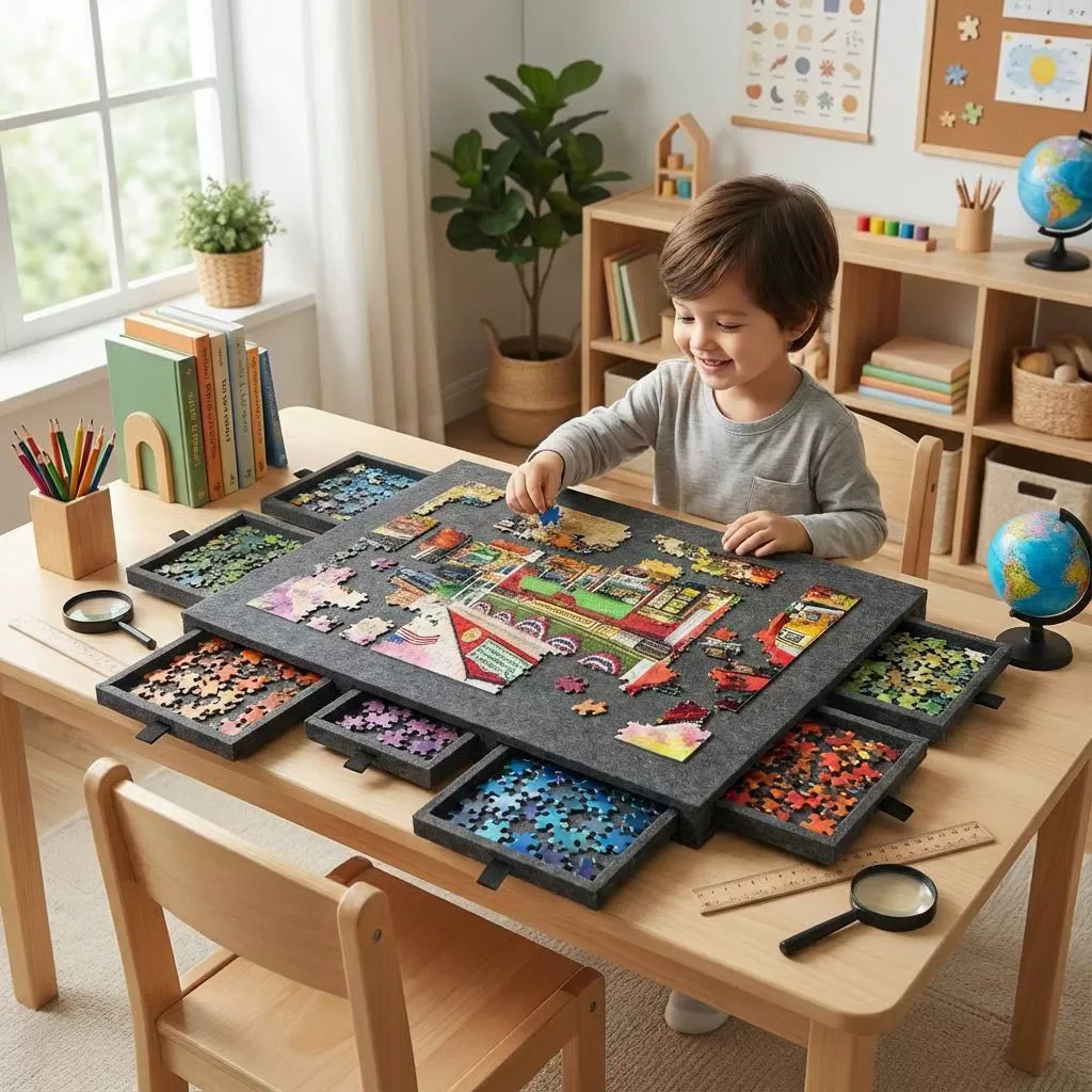 Plateau de Puzzle avec 6 Tiroirs — Jusqu'à 1000 Pièces