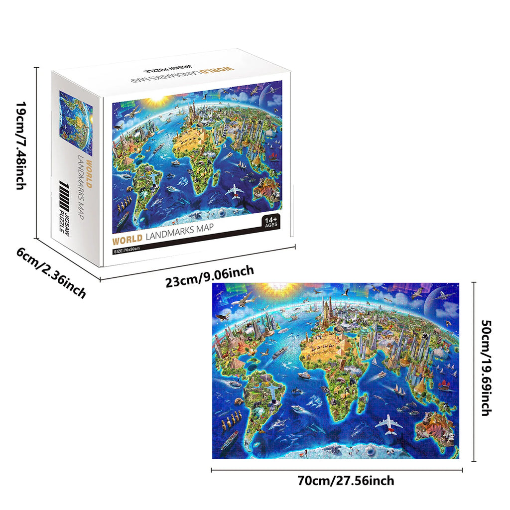 Puzzle Carte des Monuments du Monde — 1000 Pièces