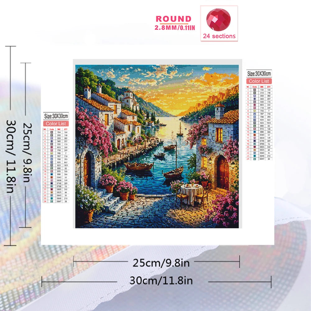 Diamond Painting Village au Port Fleuri