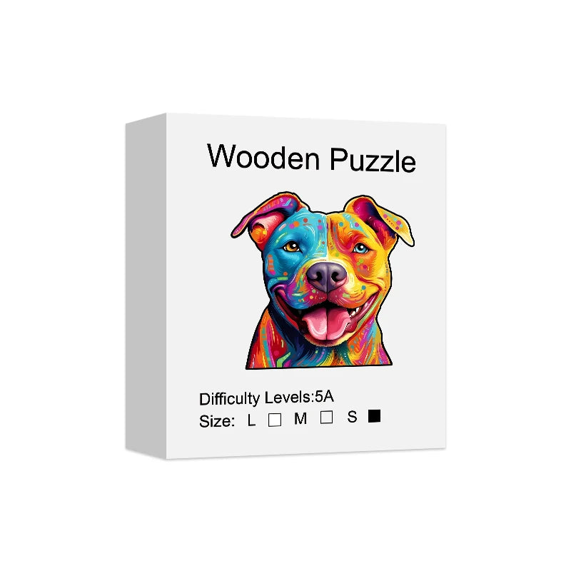 Puzzle en Bois Chien Coloré