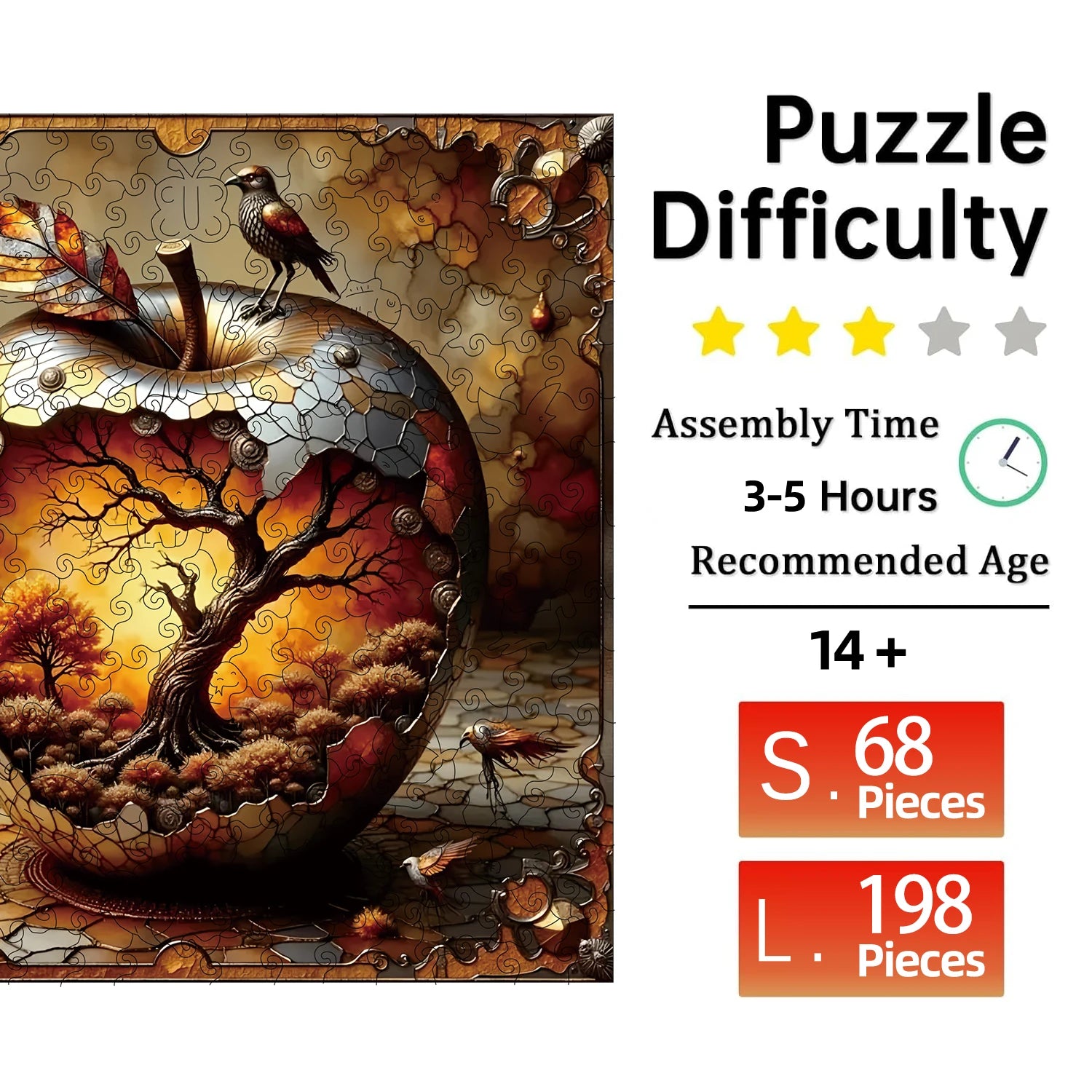 Puzzle en Bois Monde dans la Pomme