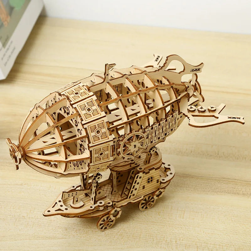 Puzzle 3D en Bois — Train, Voilier ou Dirigeable