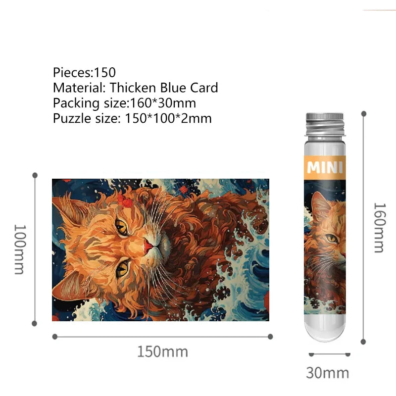 Puzzle Tube Chat Ukiyo-e — 150 Pièces
