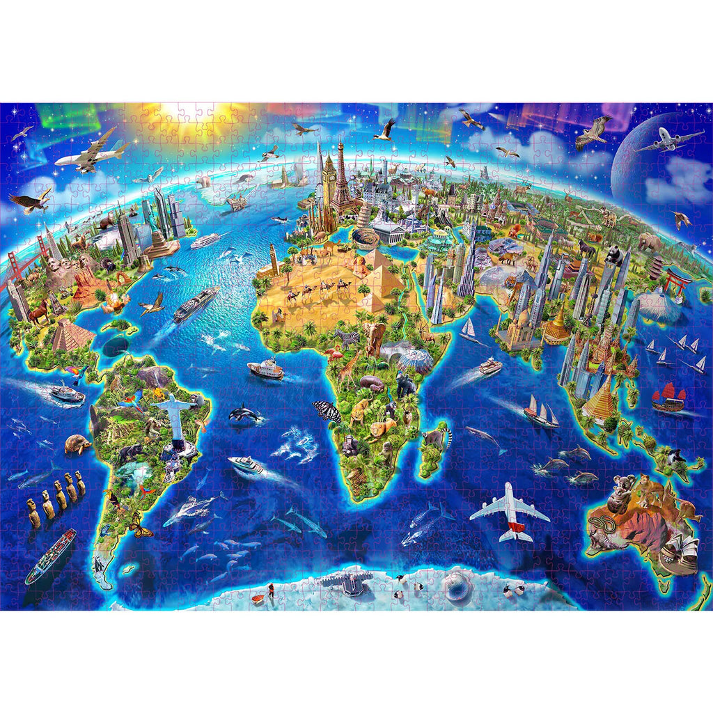 Puzzle Carte des Monuments du Monde — 1000 Pièces