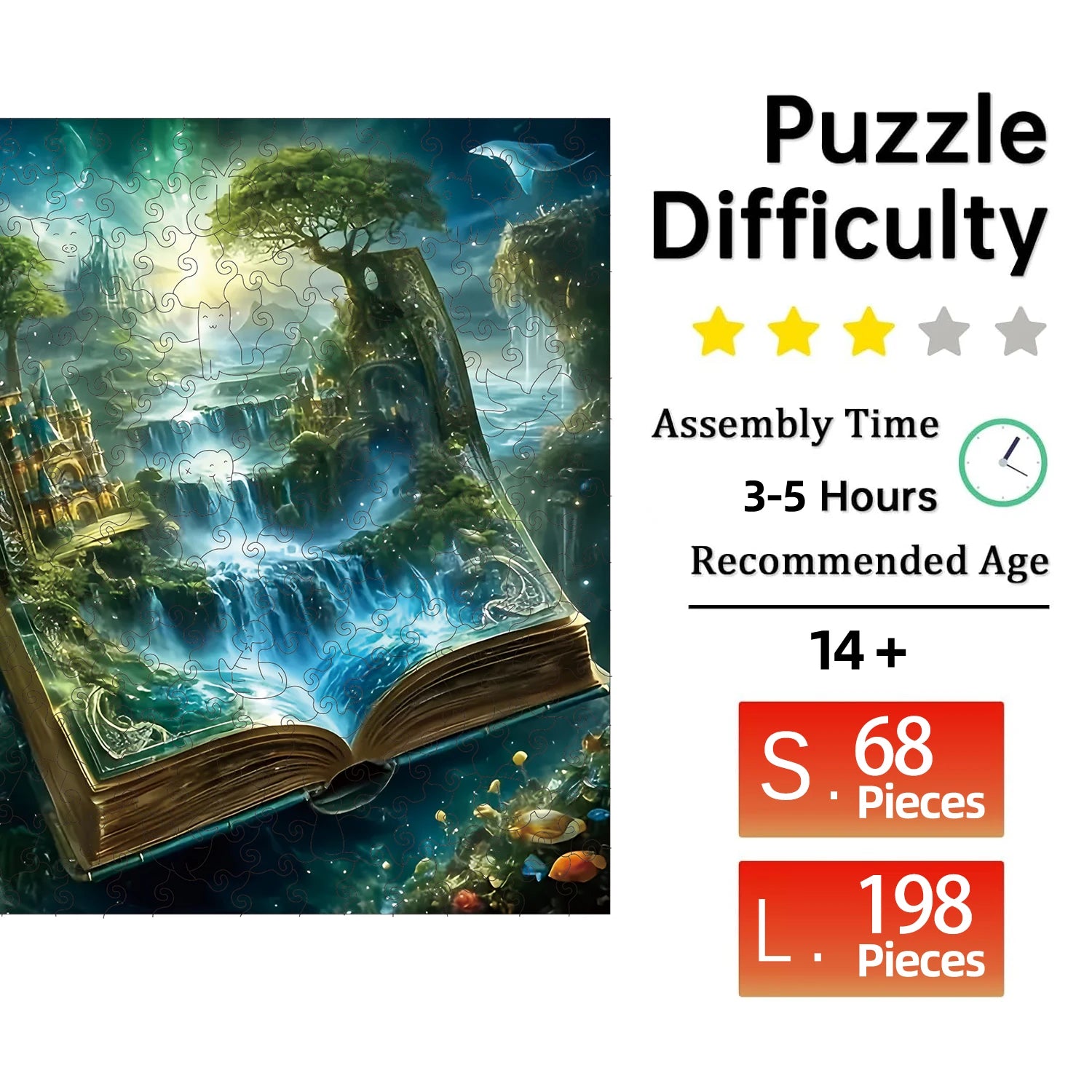 Puzzle en Bois Forêt aux Livres Magiques