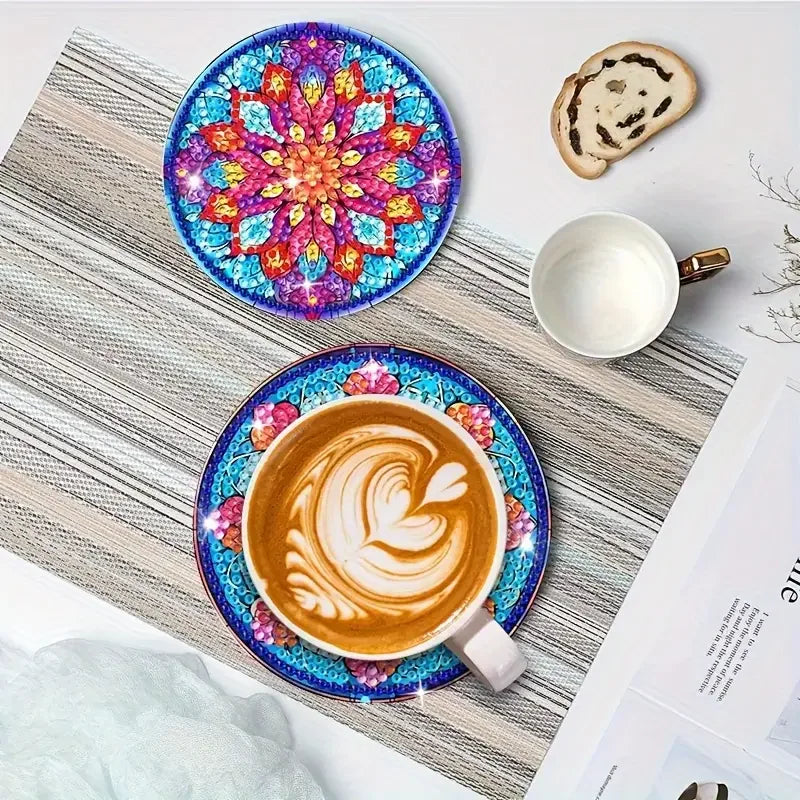 Sous-Verres Diamond Painting Mandala Coloré — Lot de 8