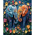 Peinture par Numéros Éléphants Fleuris
