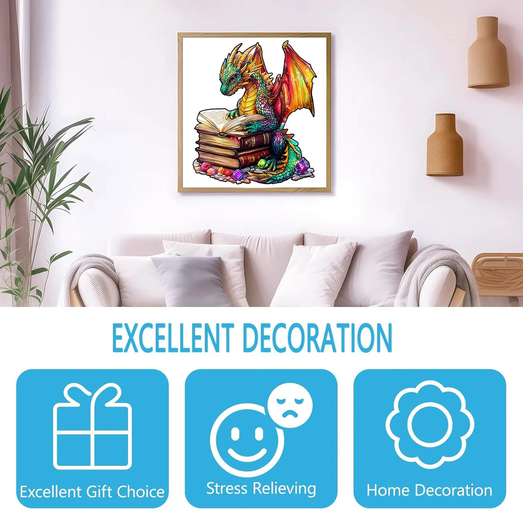 Puzzle en Bois Dragon du Livre Magique