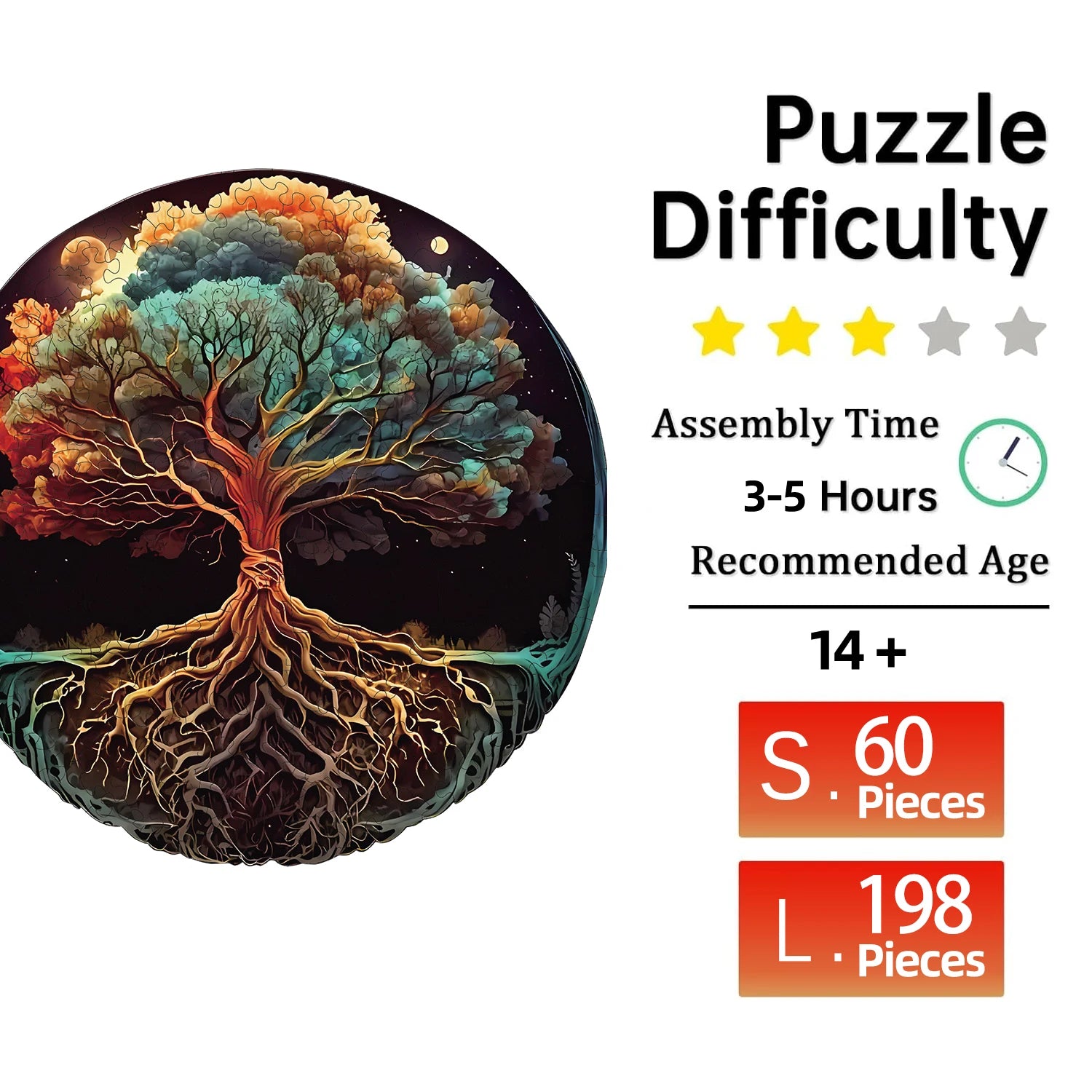 Puzzle en Bois Arbre de Vie — 60 ou 198 Pièces