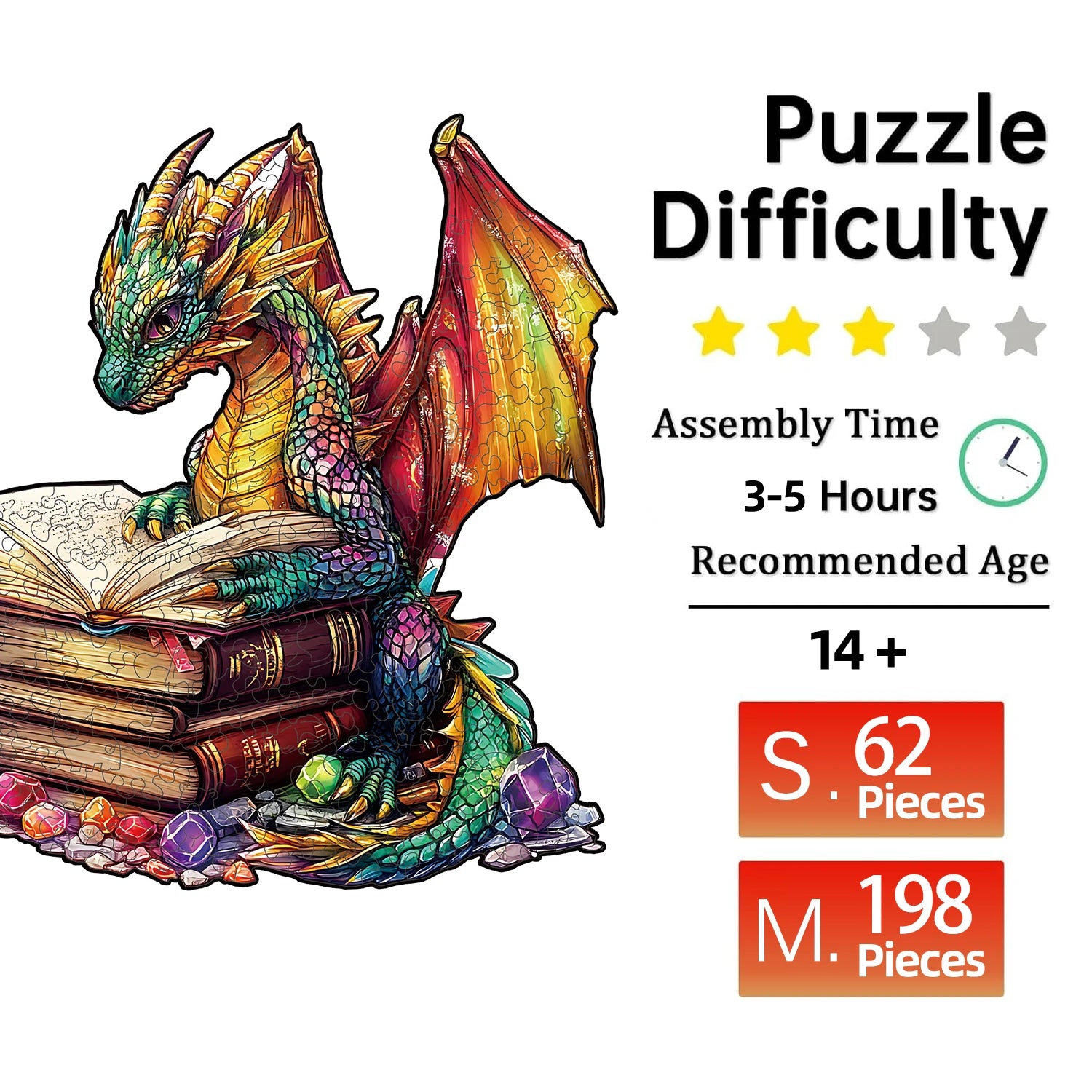 Puzzle en Bois Dragon du Livre Magique