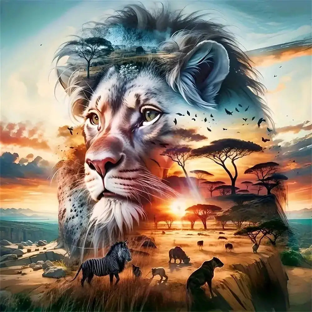 Diamond Painting Lion au Couchant