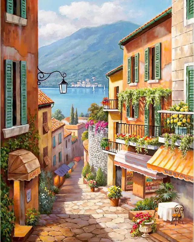 Diamond Painting Village du Lac de Montagne