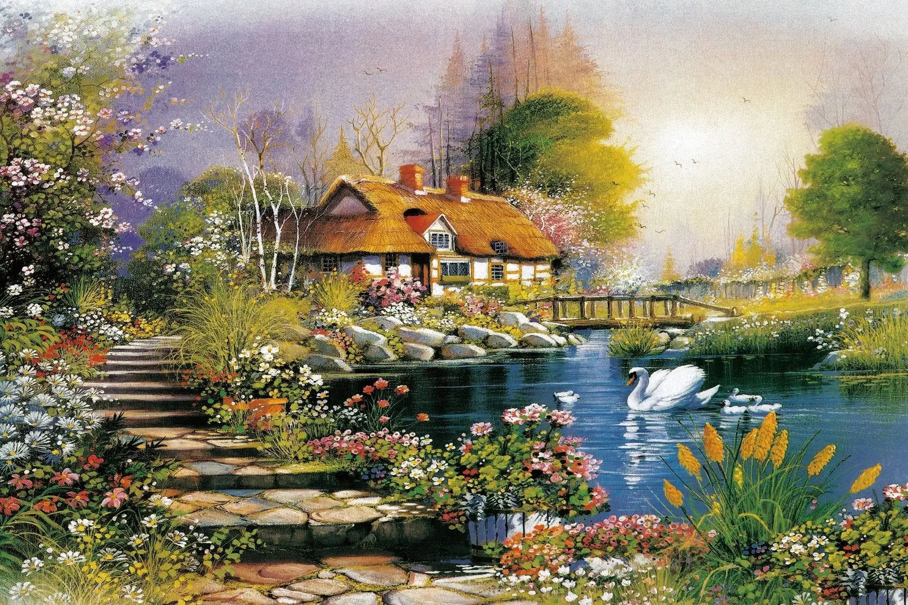 Puzzle Cottage aux Cygnes — 1000 Pièces