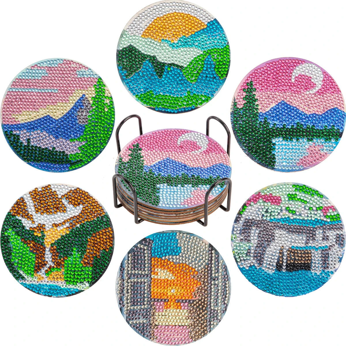 Sous-verres Diamond Painting Mandalas — Lot de 6