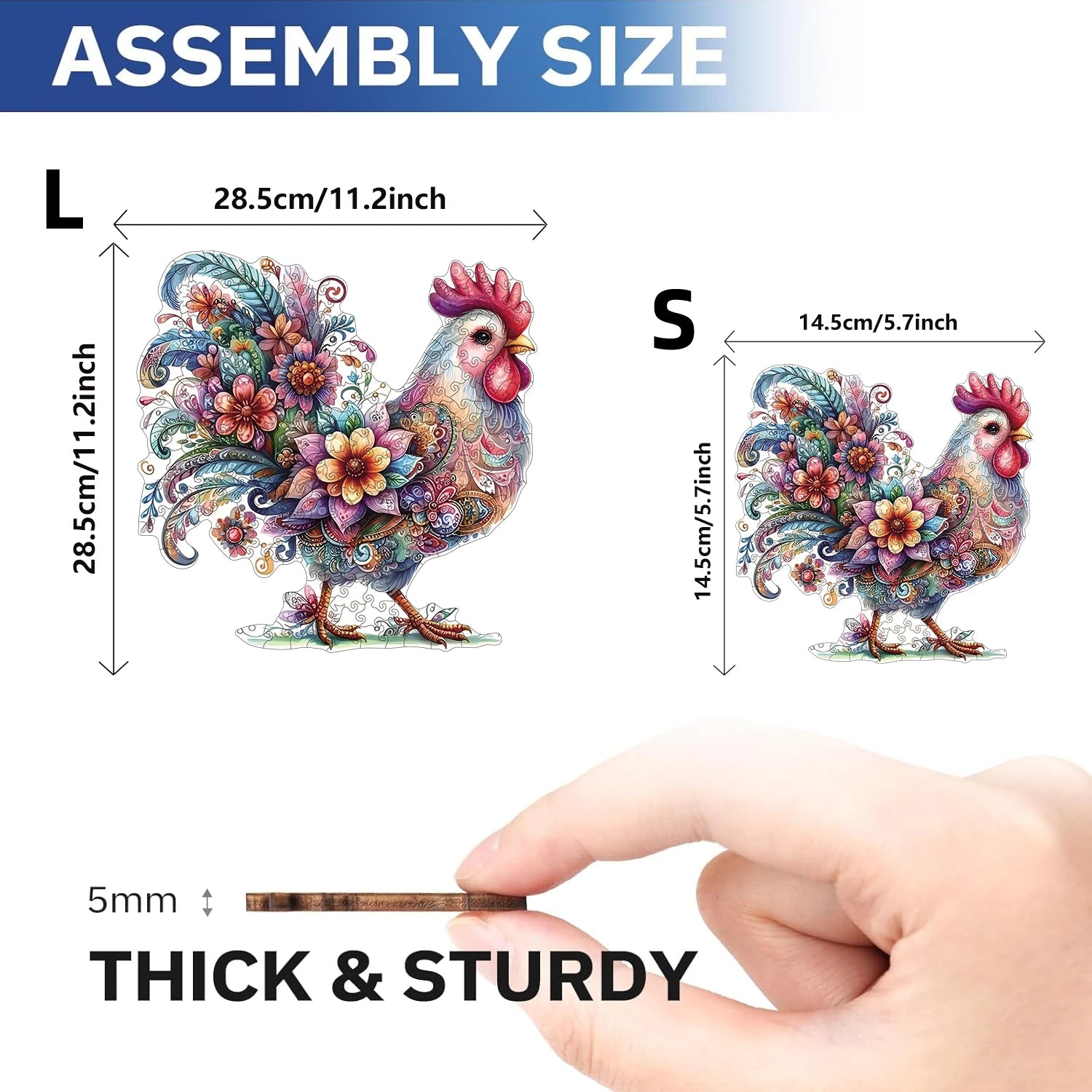 Puzzle en Bois Coq Fantaisie