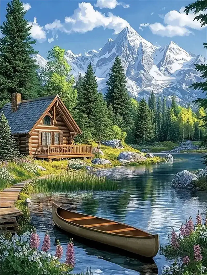 Diamond Painting Chalet au Bord du Lac