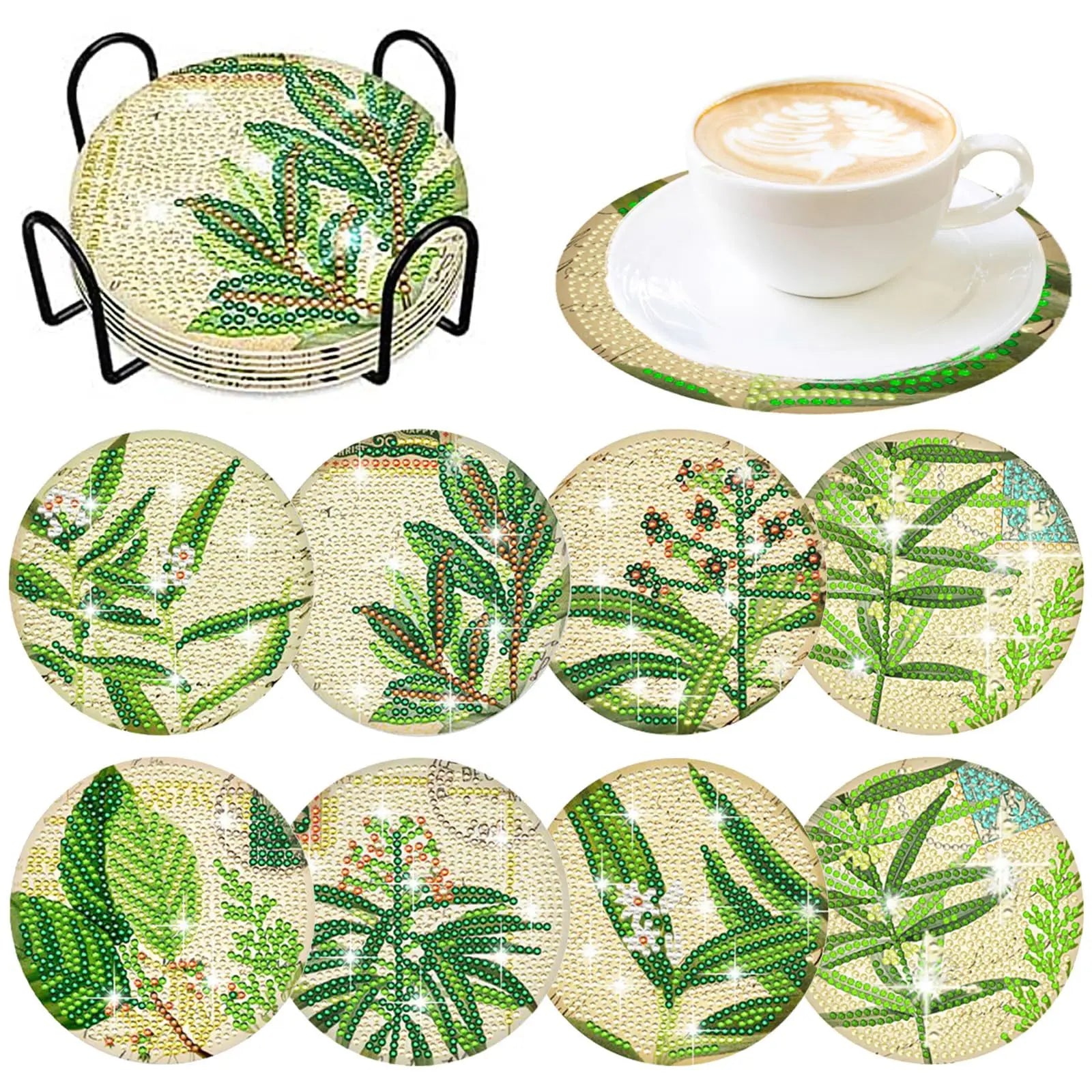 Sous-verres Diamond Painting Animaux — Lot de 8