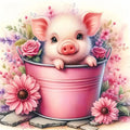Diamond Painting Cochon et Fleurs