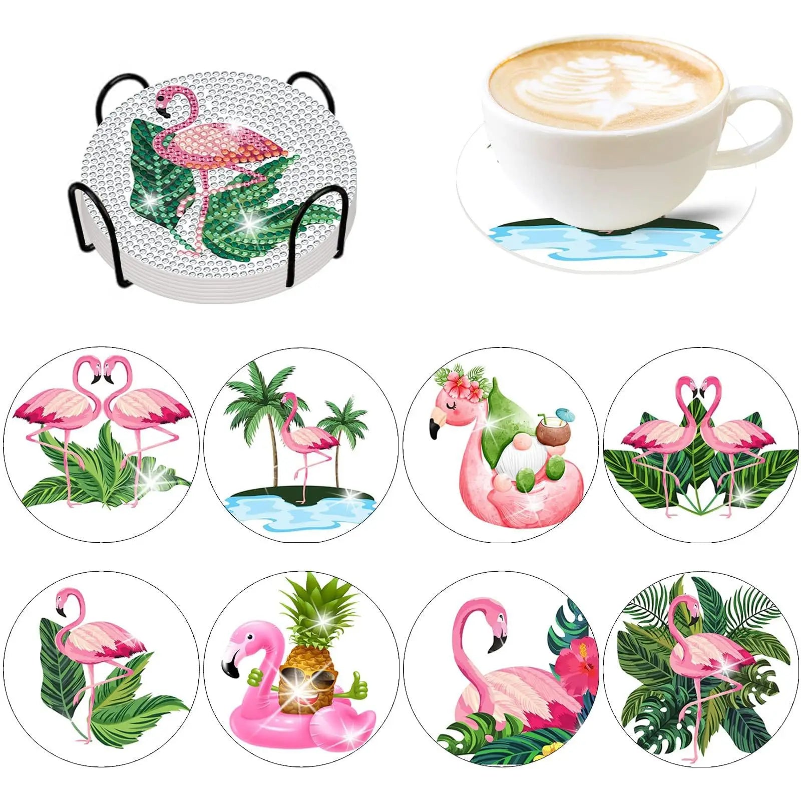 Sous-verres Diamond Painting Animaux — Lot de 8