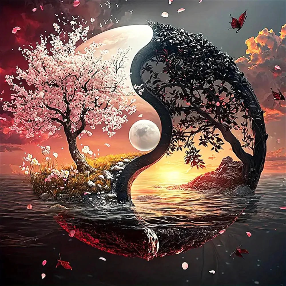 Diamond Painting Arbre au Couchant