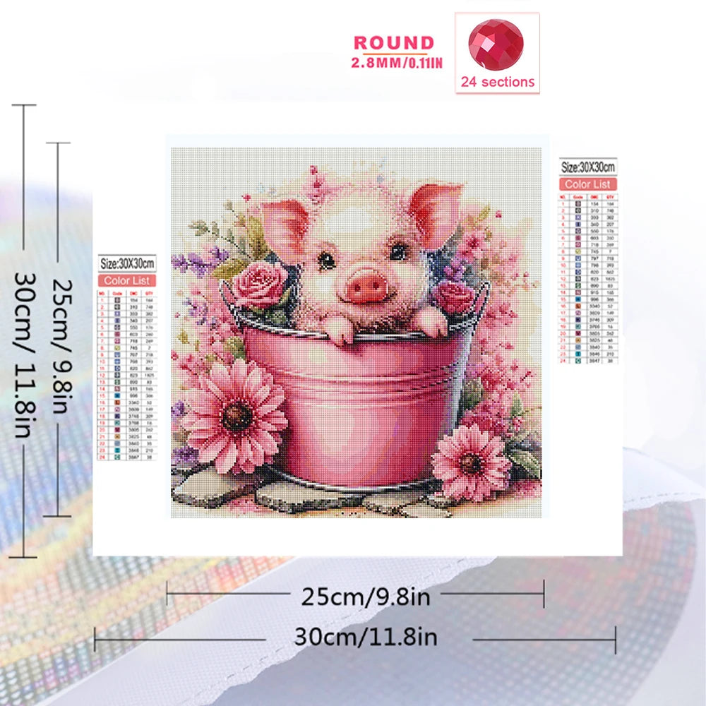 Diamond Painting Cochon et Fleurs