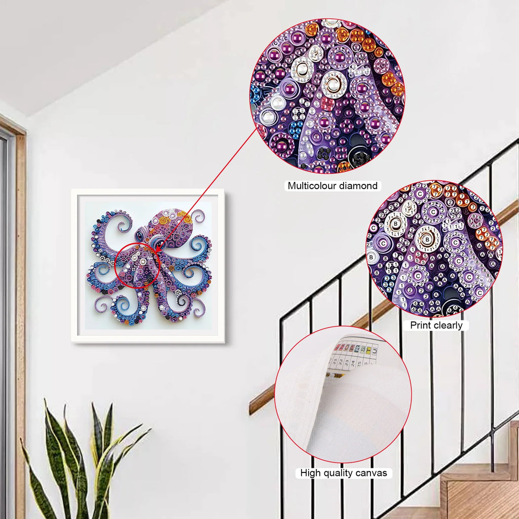 Diamond Painting Pieuvre Violette — Formes Spéciales