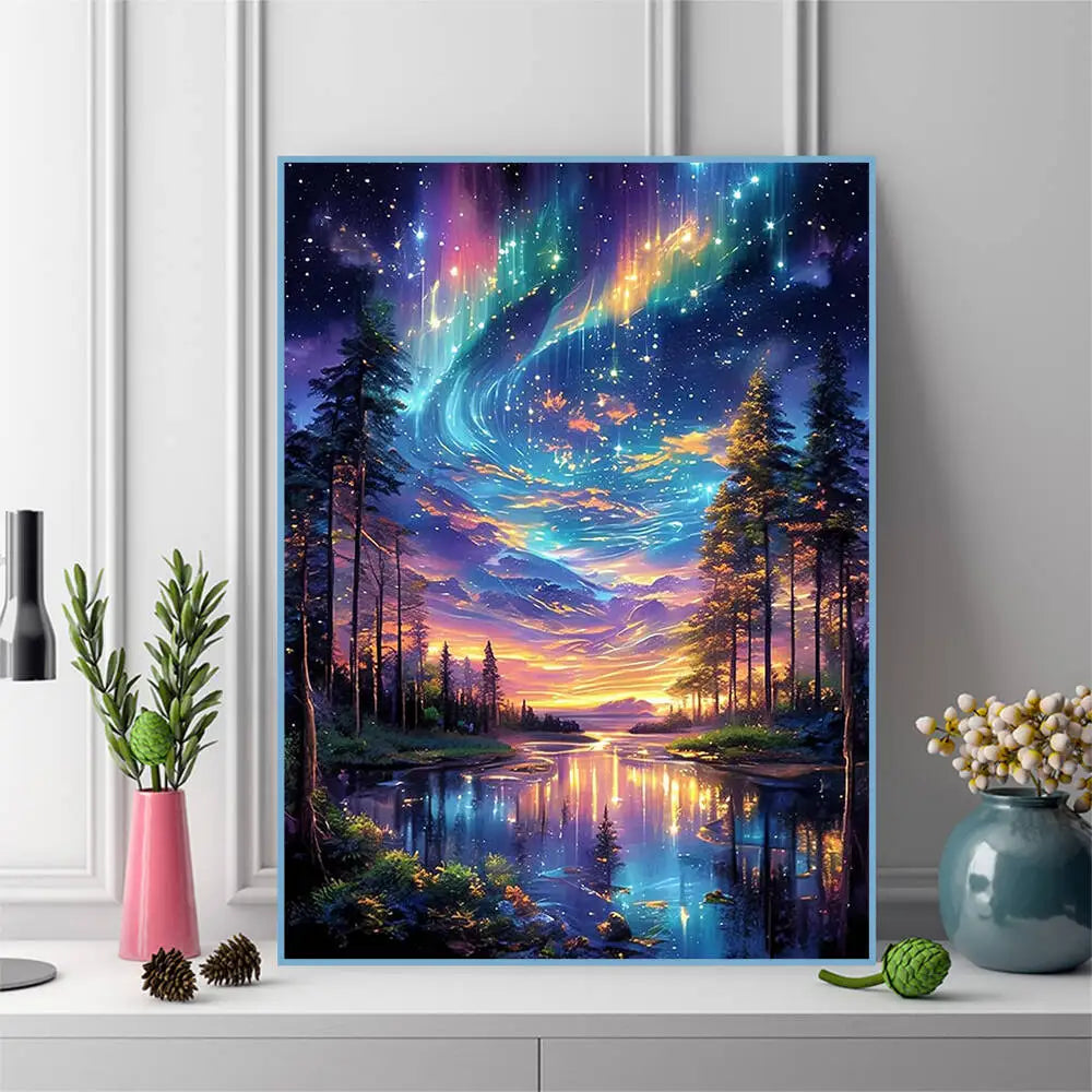 Diamond Painting Rivière et Arbres