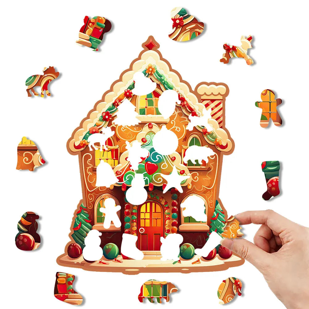 Puzzle en Bois Maison de Noël