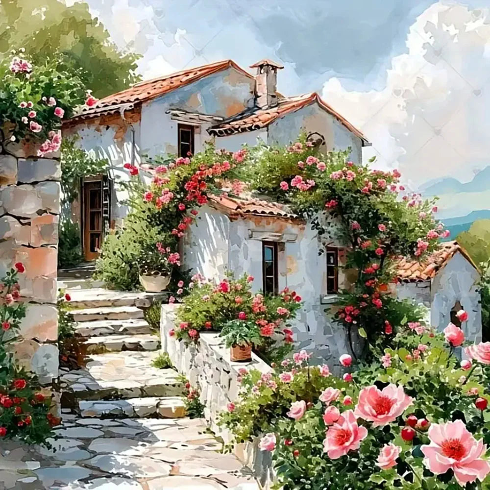Diamond Painting Chaumière Fleurie
