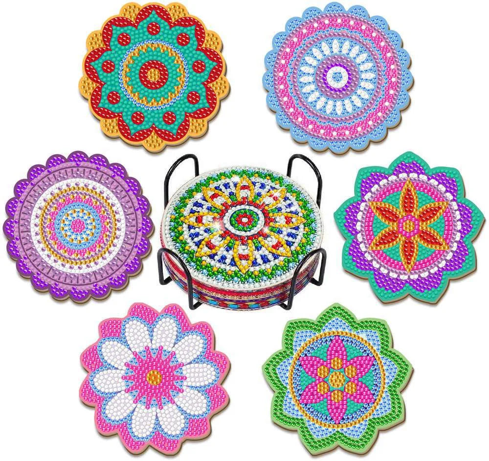 Sous-verres Diamond Painting Mandalas — Lot de 6